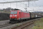 DB Lok 185 091-6 durchfährt am 26.02.2024 den Bahnhof Gelterkinden.