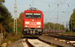 185 299 muss mit einem 600m Zug in Ladbergen das Streckengleis fr kurze Zeit verlassen. 13.10.2007