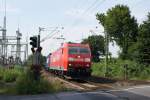 185 190-6 mit einem Containerzug am Km 28,190 in Dsseldorf am 02.07.08