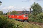 185 277-1 + 185 1xx-x mit leerem Autozug in Hannover am 02.10.08