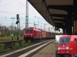 Hier ist die 185-204 bei der Durchfahrt von Worms Hbf. Rechts unten sieht man die die neue Front etwas nher.