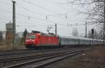 Y-Tours: 185 129-4 ist mit einem Ganzzug dieser Wagen am 20.03.2010 durch Eschwege West in Fahrtrichtung Norden gekommen.