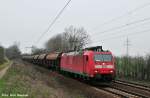 185 107-0 mit Schweiz-Paket und einem weiteren Geteidezug auf der Hannover GUB (Ahlten 08.04.10)