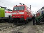 DB 185 142-7 Edelweiss steht auf dem Bahnbetriebswerks fest in Osnabrck am 19.9.10