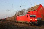 DB 185 372 zieht am 30.1.11 einen Gemischten Gtterzug durch Ratingen-Lintorf