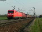 25.03.2011: Die 185 040-3 mit einem Containerzug Richtung Sden bei Graben-Neudorf.