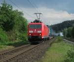 185 141 durchfuhr am 20.Mai 2011 mit dem Walter-Zug Stockheim(Oberfr) Richtung Saalfeld.