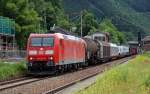 185 005 zog am 18.06.11 einen gemischten Gz in Richtung Saalfeld(Saale) durch Prostzella.