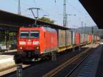 185 150-0 zieht am 21.09.2011 einen Containerzug am 21.09.2011 durch Kaiserslautern Hbf