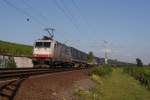 Crossrail 185 581-6 mit einem LKW Walter Zug in Erbach (Rheingau) am 03.09.2011