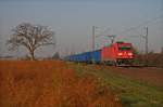 185 382-9 zieht einen beladenen Kohle-Ganzzug gebildet aus nagelneuen PKP E-Wagen bei Bickenbach(Bergstrae) Richtung Sden.