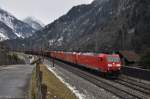 185 112 + 185 127 + 185 108 + 185 116 am 07.01.2012 bei Silenen mit Gterzug