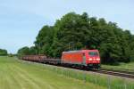 185 403  Green Cargo  mit dem verspteten Aicher am 29.05.2011 in Vogl nach Freilassing.