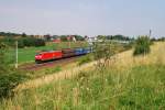 185 008 mit Kohlezug in Zschortau (26.07.2012)