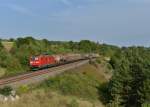 185 007 mit einem kurzen Gterzug am 23.08.2012 unterwegs bei Laaber.