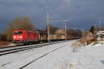 185 289-6 durchfuhr am 15.12.2012 mit einem umgeleiteten Autoteilezug den Betriebsbahnhof Buke auf dem Weg gen Sden.