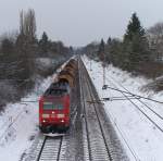 Nun darf auch beim heutigen Ausflug an die Bahnstrecke der  Suppenzug  nicht fehlen.
Er verstrahlt wenigstens im Vorbeifahren, auch bei diesen Temperaturen, ein bisschen Wrme.

185 081-7 mit Suppendel Dillingen/Htte - Vlklingen/Saarstahl bei Ensdorf-Saar.

KBS 685 - 16.01.2013