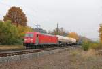 Green Cargo bei herbstlichen Farben: 185 403-3 mit gemischtem GZ in Fahrtrichtung Sden.