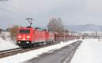 185 203-7 und 386-0 mit dem GM 49739 (Amsterdam Westhaven-Singen(Htw) bei Weilheim 9.2.13