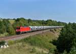 185 346 mit einem Gterzug am 11.09.2012 bei Laaber.