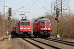 Wer ist schneller? 185 343-1 und 232 568-6. Gelsenkirchen-Bismarck. 07.04.2013.