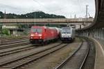 Zwei Bombardier-Loks 185 303-5 und 185 693-9 in Kufstein am 29.05.2013