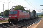 Am Abend des 08.07.2013 Durchfuhr 185 303-5 mit einem KLV den kleinen Bahnhof von Kollmarsreute gen Schweiz.