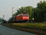 185 034-6 in Leubsdorf mit einem Gterzug nach Norden fahrend. Sonntag 8.9.2013