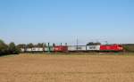 Am 2.Oktober 2013 war DBSR 185 268 mit Containern bei Elze(Han) auf dem Weg Richtung Sden.