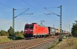 185 191-4 mit einem Containerzug gen Neuss fahrend auf der K33 Brcke bei Allerheiligen. 3.10.2013