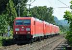 185 350-6 (Lokzug) zieht 4 BR 145 (nehme ich an !!) durch Bonn-Beuel - 21.08.2013
