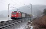 185 187-2 mit GA 60025 Braunschweig Rbf – Kassel Rbf, am 09.02.2013 bei Einbeck-Salzderhelden