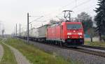 185 288 zog am 16.11.13 einen KLV-Zug durch Braschwitz Richtung Magdeburg.