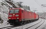 185 044 + 185 xxx mit Tals-Ganzzug am 30.11.2013 bei Steinbach am Wald Richtung Saalfeld.