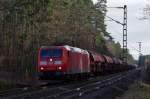 185 041 DB Schenker am 03.01.2014 mit Getreidezug in Mimberg Richtung Nürnberg. 