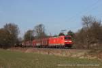 185 013-0 (DB Schenker) mit einem Güterzug in Ratingen Lintorf, 8. März 2014