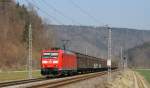 185 192-2 mit dem GB 49151 (Wanne Eickel Hbf-Wolfurt) bei Grünholz 14.3.14