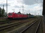 Am 11.05.2014 kam 185 269&185 247 mit einem Containerzug aus Richtung Salzwedel nach Stendal und fuhr nach dem Personalwechsel weiter in Richtung Magdeburg.