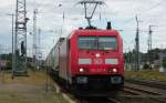 Am 22.06.2014 kam 185 207 mit einem DB Schenkerzug aus Richtung Wittenberge nach Stendal und fuhr weiter in Richtung Magdeburg.