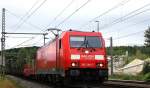 185 298-7 am 19.06.14 mit einem Güterzug auf der Thüringer Bahn durch Bad Kösen in Richtung Naumburg/S.