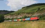 185 204-5 mit einem Containerzug bei Himmelstadt 18.6.14