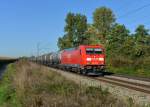 185 298 mit einem Kesselzug am 03.10.2013 bei Langenisarhofen.