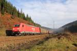 185 304-3 DB Schenker bei Steinbach auf der Frankenwaldrampe am 12.11.2014.