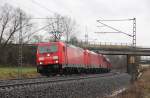 185 288-8 DB Schenker und 185 265-6 und 155 108-4 bei Redwitz am 08.01.2015.