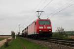 DBSR 185 084-1 am 18.04.2014 mit einem Containerzug nördlich von Müllheim (Baden) auf dem Weg in Richtung Schweiz.