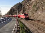 185 361-3 zu sehen am 07.04.15 In der Ausfahrt von Saalfeld/Saale.