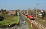 185 289-6 fuhr am 19.03.2015 mit einem Güterzug von Emden nach Osnabrück, hier in Leer.