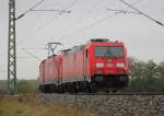 185 390-2 DB + 1016 031 ÖBB bei Lichtenfels am 21.10.2015.