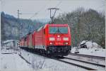 185 393-6 ist am 19.01.16 als Lokzug mit der 185 +++,155 133-3,151 +++ und 152 148-3 in Vollmerz zu sehen.