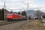 185 350 +  185... mit Güterzug bei Niklasdorf am 24.02.2016.